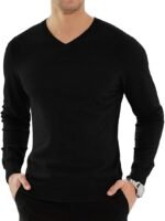 Men's Casual Slim Fit V-Neck Pullover Long Sleeve Knitted Pullover Sweaters