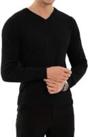 Men's Casual Slim Fit V-Neck Pullover Long Sleeve Knitted Pullover Sweaters
