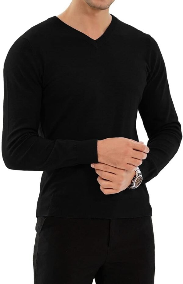 Men's Casual Slim Fit V-Neck Pullover Long Sleeve Knitted Pullover Sweaters