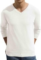 Mens V-Neck Wool Knit Casual Pullover Sweater