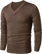 Sweaters for Men, Mens V Neck Sweater Slim Fit Comfortably Knitted Long Sleeve Casual Business Pullover Dress Sweater