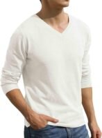 Mens V-Neck Wool Knit Casual Pullover Sweater