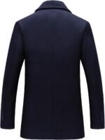 Men's Classic Notched Collar Double Breasted Wool Blend Pea Coat