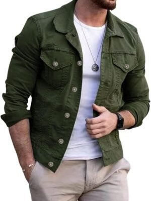 Men's Denim Jacket Casual Regular Fit Button Down Long Sve Jean Trucker Jacket