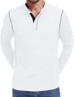 Men's Henley Long Sleeve T-Shirt Casual Shirt Banded Collar Designed Placket Tees Tops