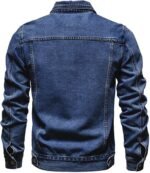 Men's Denim Jacket Vintage-Inspired Jean Jacket with Multiple Pockets - Cotton Blend, Machine Washable
