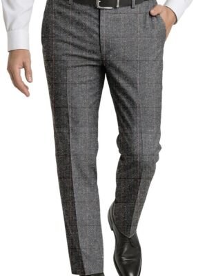 Men's Dress Pants Tweed Plaid Classic Fit Siut Separates Slim Stylish Wool Casual Business Suit Pants