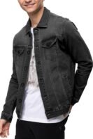 Men’s Rugged Wear Button Down Denim Jacket Fashion, Classic Long Sve Jean Jacket