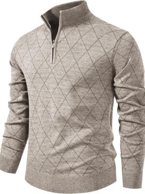 1/4 Zip Pullover Mens Sweaters Lightweight Pullover Soft Men's Knit Long Sleeve Sweater