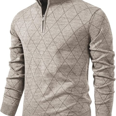 1/4 Zip Pullover Mens Sweaters Lightweight Pullover Soft Men's Knit Long Sleeve Sweater