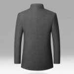 Mens Wool Blend Blazer Jacket Single Breasted Business Blazer Jacket Stand Collar Wool Blend Coat Wih Pockets