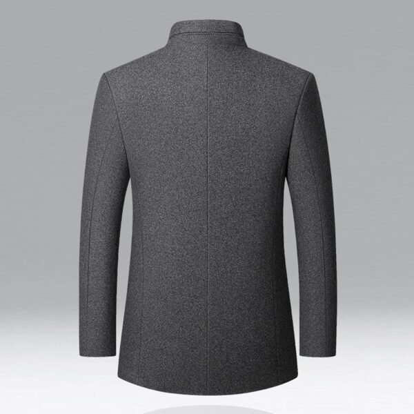 Mens Wool Blend Blazer Jacket Single Breasted Business Blazer Jacket Stand Collar Wool Blend Coat Wih Pockets