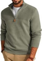 Men's Quarter Zip Sweater Slim Fit Casual Pullover Sweater Mock Neck Polo Sweaters
