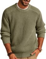 Mens Sweater Crewneck Knit Sweaters Casual Textured Pullover Sweater