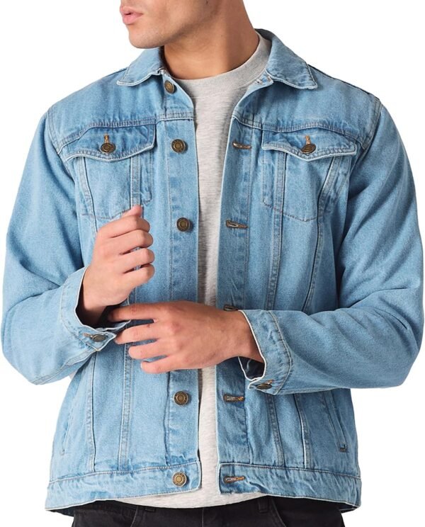 Jean Jacket For Men - Classic Trucker Style Slim Fit Casual Outerwear Button Down Cowboy Cut - Men's Denim Jacket