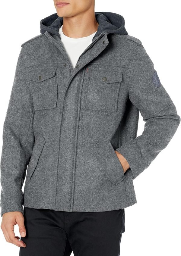 Men's Wool Blend Hooded Military Jacket (Regular & Big & Tall Sizes)